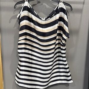 White House Black Market Black and White Striped Camisole